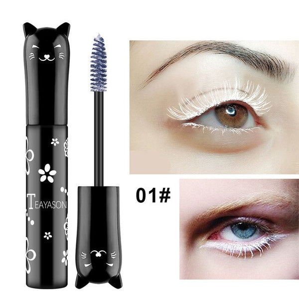 1PC Eyes Makeup Color Mascara Waterproof Easy Remove Blue White Black Purple Mascara Curling Lengthening Eyelashes T