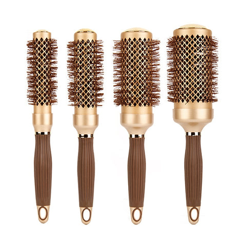 4pcs/set 4 Sizes Ceramic Hair Round Brush Heat Resistant Styling Curling Comb for Hairdresser Ceramic Ionic Round Brushes 1245